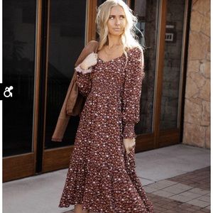 Abrielle Midi Dress in Maroon